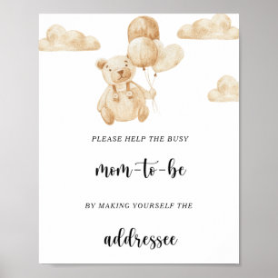 Poster Ours en peluche aide la future maman débordée