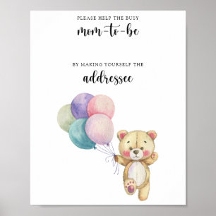 Poster Ours en peluche - Aider la future maman occupée
