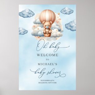 Poster Ours en peluche aquarelle accueil montgolfière