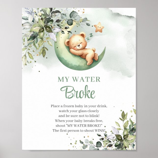 Poster Ours en peluche au-dessus de la lune My Water Brok (Devant)