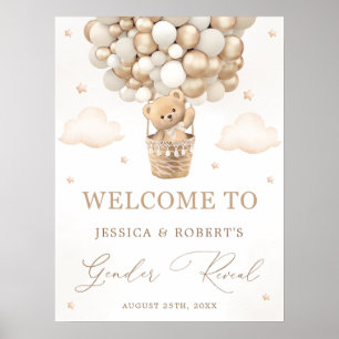 Poster Ours en peluche avec ballons neutres pour la révél