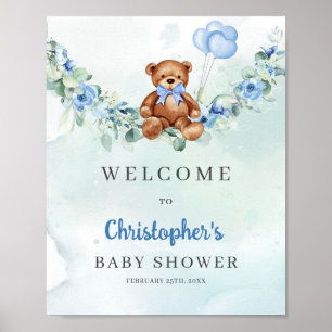 Poster Ours en peluche bleu poussiéreux eucalyptus bienve