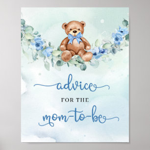 Poster Ours en peluche Boho floral Conseils pour la maman