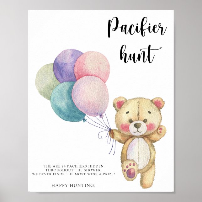 Poster Ours en peluche - chasse à la pacifique jeu de bab (Devant)