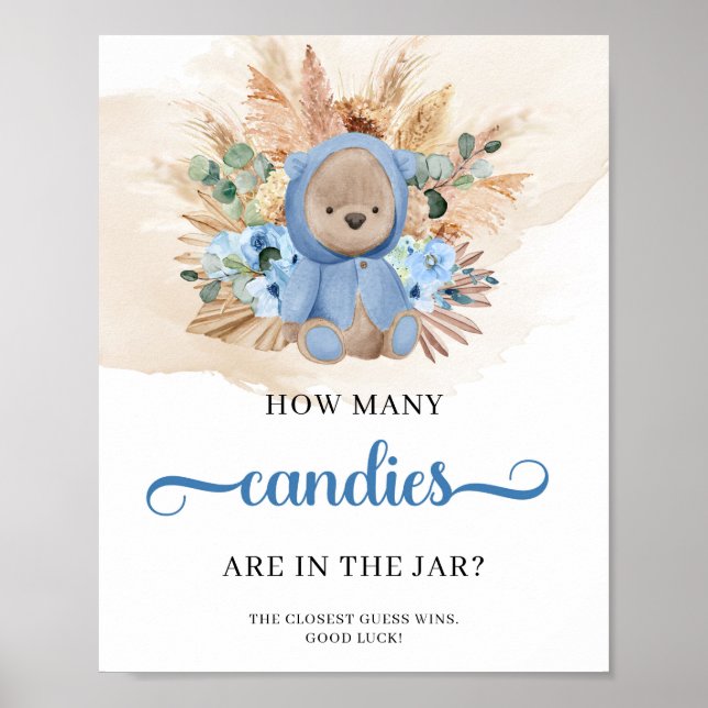 Poster ours en peluche Combien de bonbons sont dans le je (Devant)