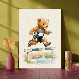 Poster Ours en peluche coureur de haies Animal Sports Nur