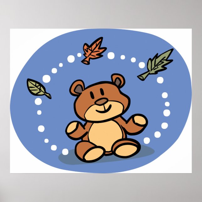 Poster Ours en peluche d'automne (Devant)