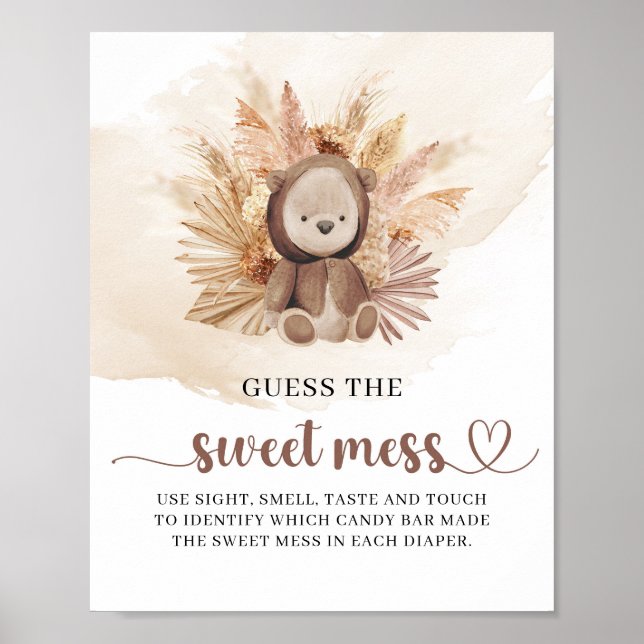 Poster Ours en peluche de boho neutre Guess The Sweet Mes (Devant)