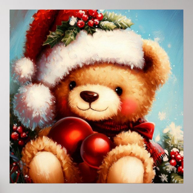 Poster Ours en peluche de Noël 4 (Devant)