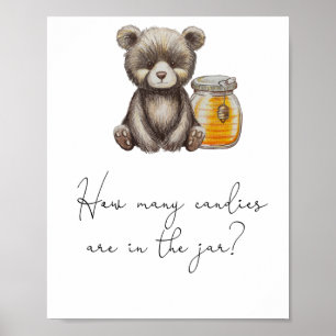 Poster ours en peluche - devinez combien de bonbons