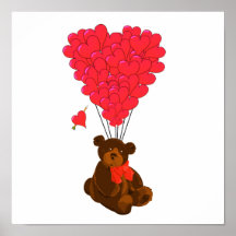 Ours en peluche et ballons cardiaques