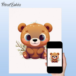 Poster Ours en peluche mignonne Whimsical Woodland Baby �