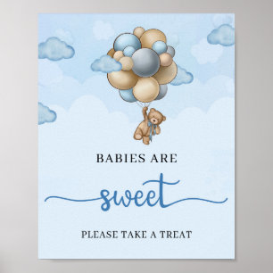 Poster Ours en peluche montgolfière bébés sont doux Signe