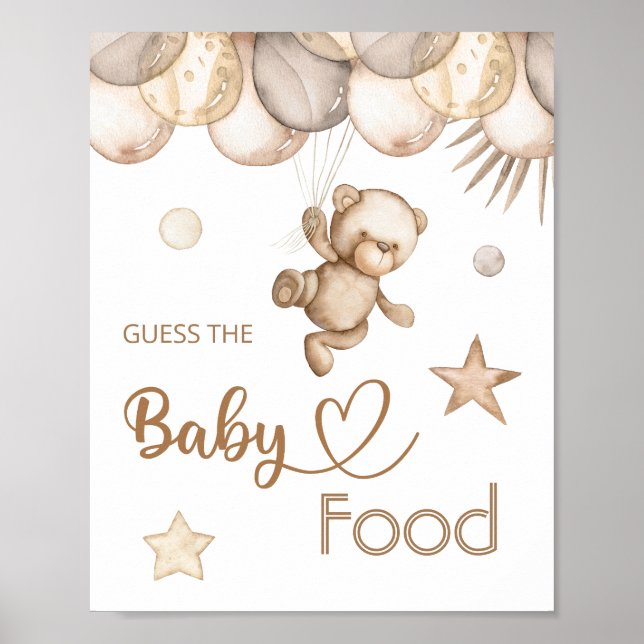 Poster Ours en peluche Ours de bébé "Guess the Baby Food" (Devant)