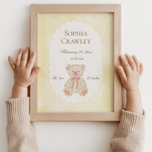 Poster Ours en peluche personnalisé avec informations de