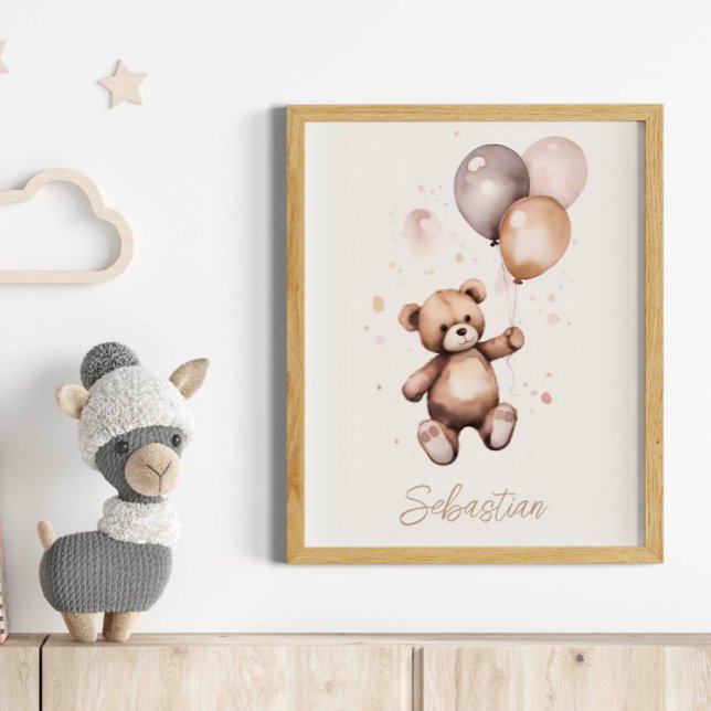 Poster Ours en peluche personnalisé avec pouponnière à ba (Créateur téléchargé)