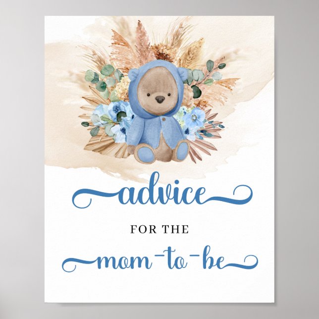 Poster Ours en peluche tropical Boho Conseils pour la mam (Devant)