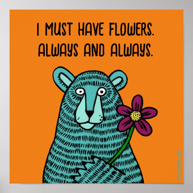 Poster Ours et fleurs (Devant)