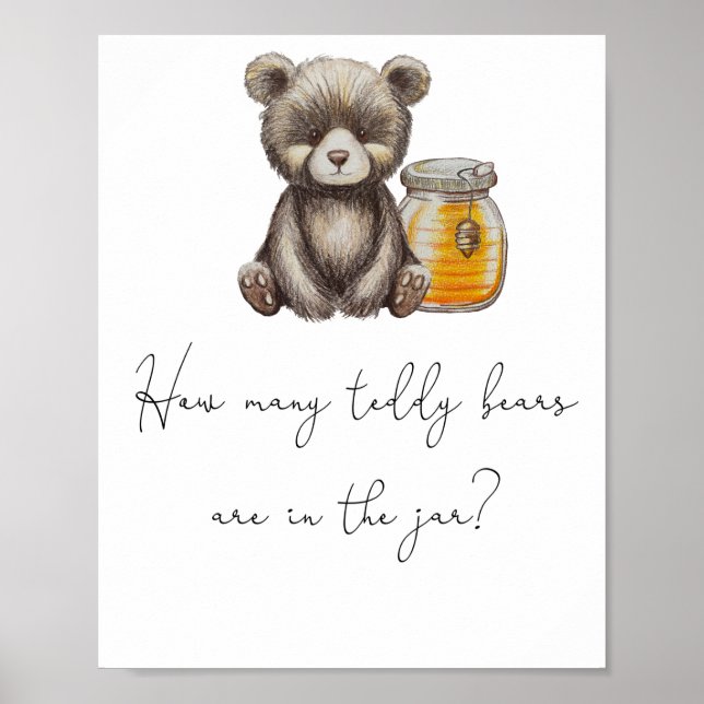 Poster Ours et pot de miel - Devinez combien d'ours en pe (Devant)