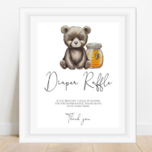 Poster Ours et pot de miel - tirage au sort de couche