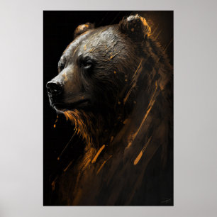 Poster Ours Grizzli Portrait Animal Nature Faune Art