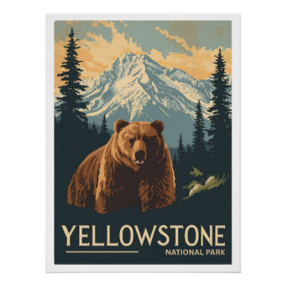 Poster Ours grizzly dans le parc national de Yellowstone
