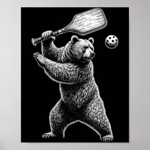Poster Ours jouant au pickleball pour joueur de pickle ba