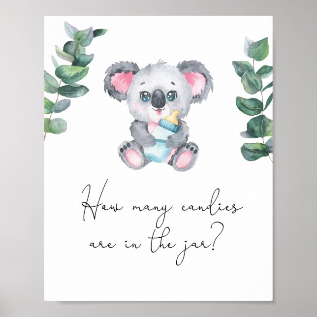 Poster Ours koala - devinez combien de bonbons (Devant)