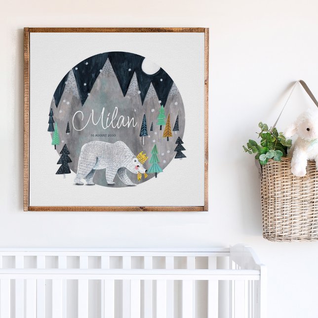 Poster Ours montagnes lune d'hiver  (Créateur téléchargé)