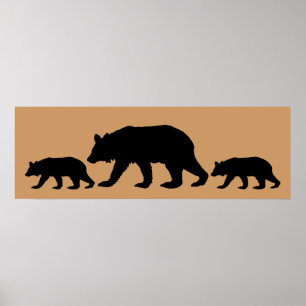 Poster Ours noir & Cubs Silhouette