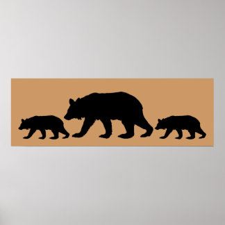 Poster Ours noir & Cubs Silhouette