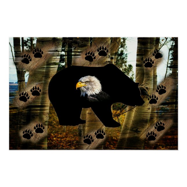 Poster Ours Noir Ourson Ourson Ourson Ours Empreintes de  (Devant)