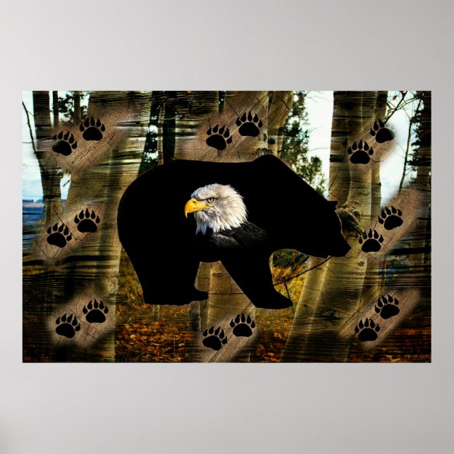 Poster Ours Noir Ourson Ourson Ourson Ours Empreintes de  (Devant)