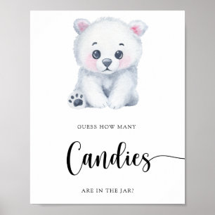 Poster Ours polaire d'hiver - devinez combien de bonbons