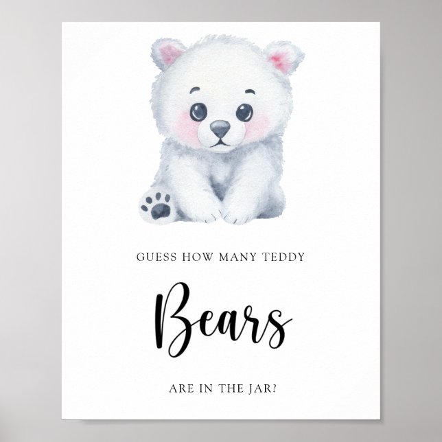 Poster Ours polaire d'hiver - devinez combien de nounours (Devant)