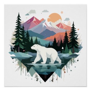 Poster Ours polaire Faune Animaux Nature Forêt extérieure
