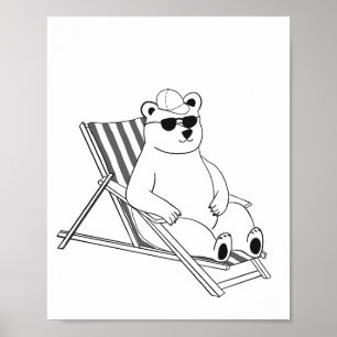 Poster Ours polaire sur chaise longue