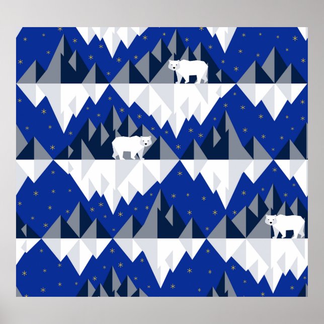 Poster Ours polaire sur Iceberg Motif sans couture. (Devant)