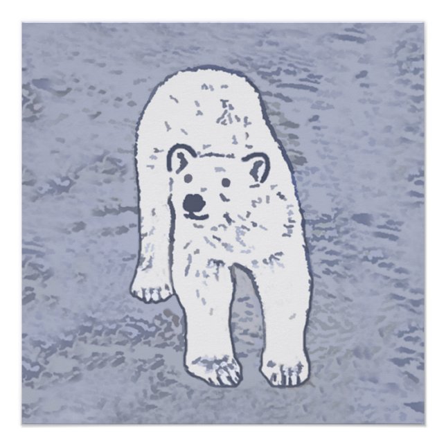 Poster Ours polaire sur la peinture sur glace - Art origi (Devant)