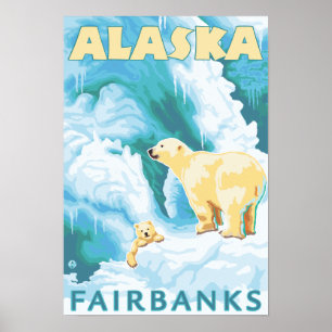 Poster Ours Polaires & Cub - Fairbanks, Alaska