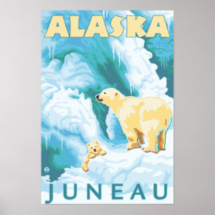 Poster Ours polaires & Cub - Juneau, Alaska