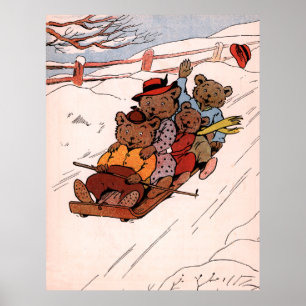 Poster Ours sur la corniche - Vacances Vintages
