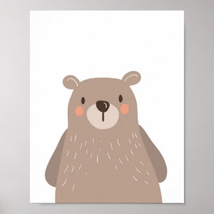 Poster Ours Woodland Animal Nursering Mur Art Imprimer