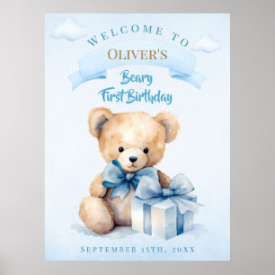 Poster Ourson à l'aquarelle charmant Ourson premier anniv