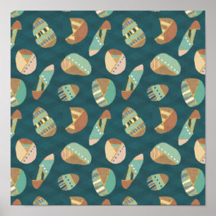 Poster Outdoor Geo Step   Blue Pattern