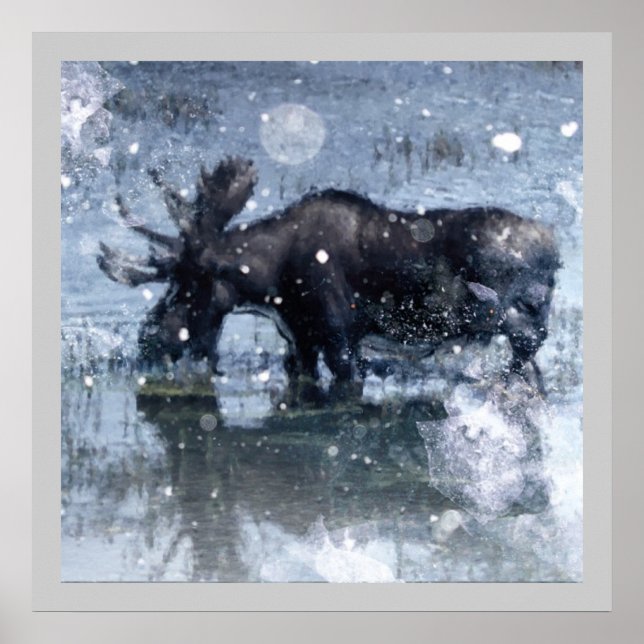 Poster Outdoorsman rustique sauvage faune taureau orignal (Devant)