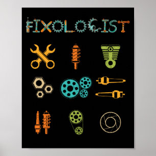 Poster Outil de mécanique de cadeau de fixologue Vintage