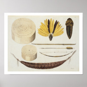 Poster Outils, armes et ustensiles de Puri et Botocudos