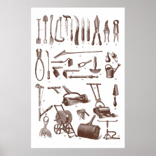Poster Outils de jardinage antique Boutique de jardinage