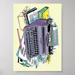 Poster Outils de l’écrivain vintage Tapis de papier